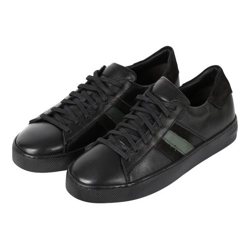 Chaussure Homme Sneakers Tennis en Cuir Avec Bande Tendance