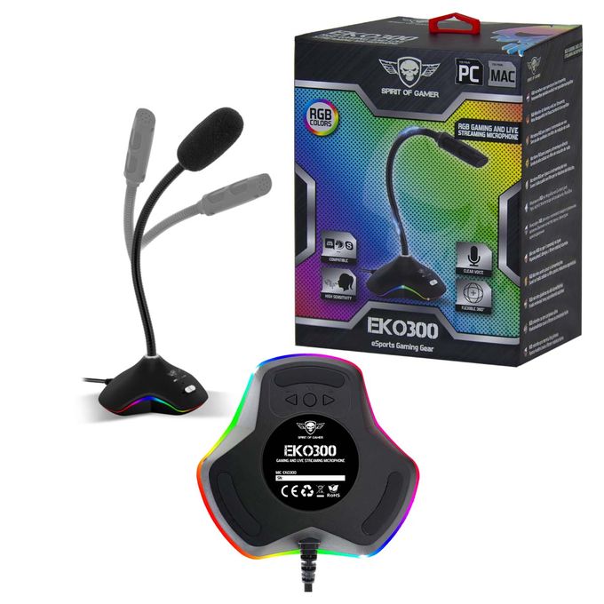 Microphone Gaming Spirit of gamer EKO300 Omnidirectionnel USB pour PC MAC -  Prix en Algérie