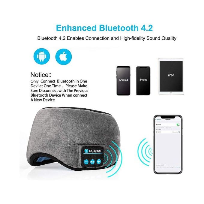 Bandeau De Sommeil Bluetooth Sans Fil, Dormir Doux Anti Bruit-Gris - Prix  en Algérie