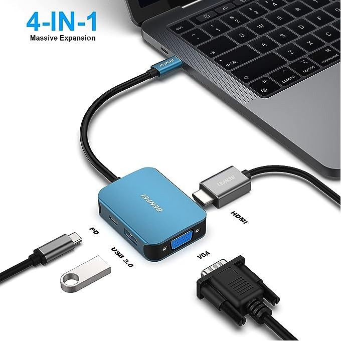 HUB USB C, BENFEI Adaptateur USB C vers HDMI VGA, USB C vers USB 3.0,  Compati EUR 26,21 - PicClick FR