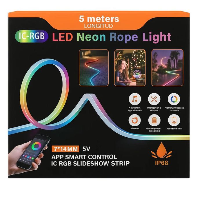 Ruban LED Néon Flexible 10 M – Contrôle Par App Et Télécommande – Synchronisation Musique – Étanche Pour Décoration Intérieure Et Extérieure