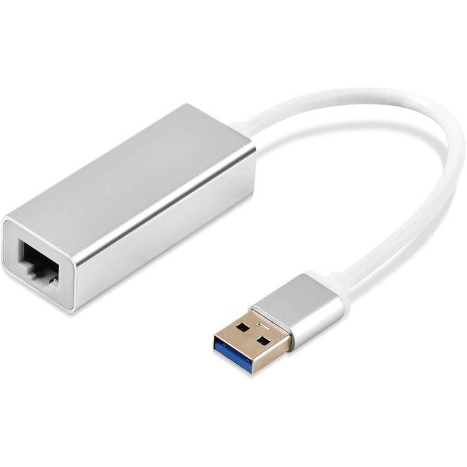 Adaptateur USB 3.0 type A vers RJ45 femelle compatible Windows et