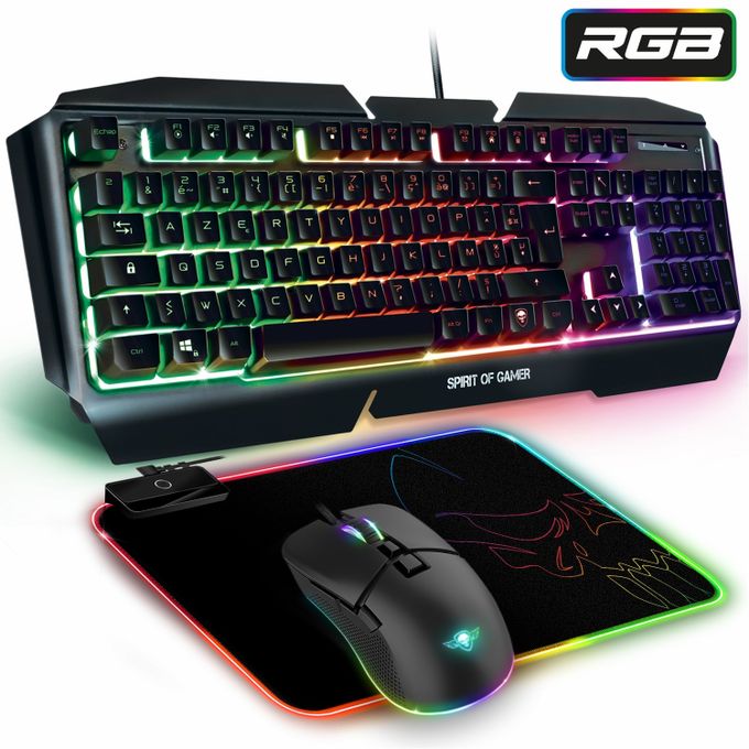 Pack 3 In 1: Clavier Gamer-Souris Gamer- Tapis Anti-Dérapant 100