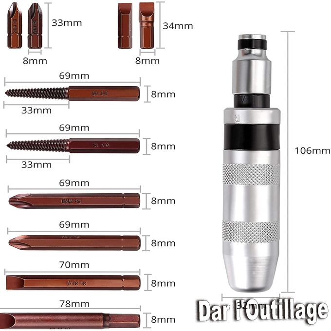 Tournevis a Frapper Multi-Usages 1/2 Avec Poignée Antidérapante