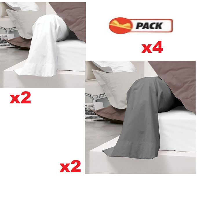 Pack 4 Taie De Traversin 80 X 200 Cm . 2 x Blanc. 2 x gris - Prix en  Algérie