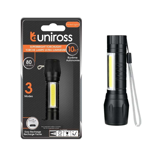 Torche Lampe de poche UNIROSS Pocket light Rechargeable LED 80 Lumens  ULFL013 - Prix en Algérie