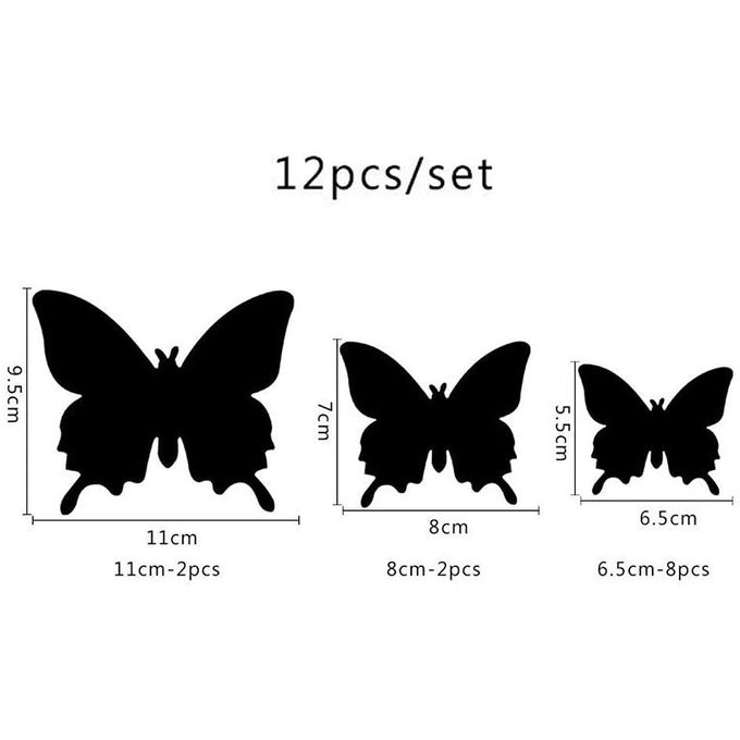 Stickers Papillon 2 Couleur Noir Finition Brillant Taille 12 cm