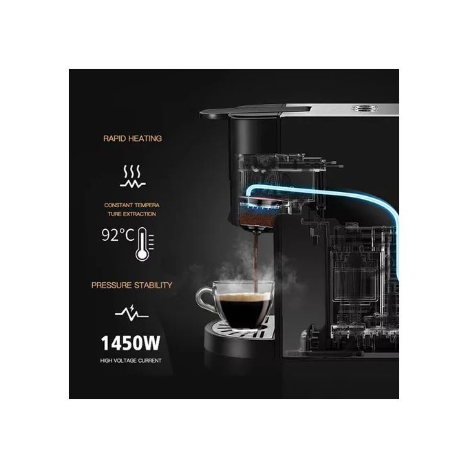 Cafetière Expresso Multi-Capsules 19Bar- 1450W-TCA-191N-Noir- blanc - Prix  en Algérie