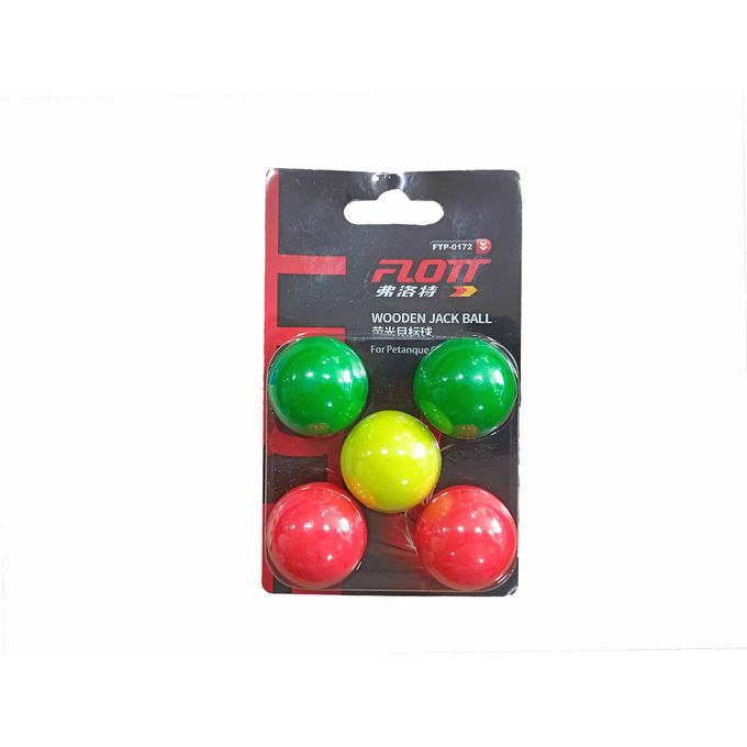 5 balles bois colorées jeux cochonnet, pétanque et adresse