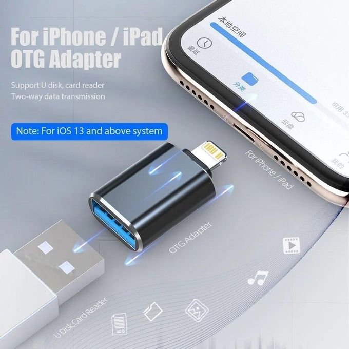 Adaptateur Lightning Vers USB Pour IPhone - Connexion Clé USB, Souris, Clavier, Appareil Photo - Compatible IOS 13+