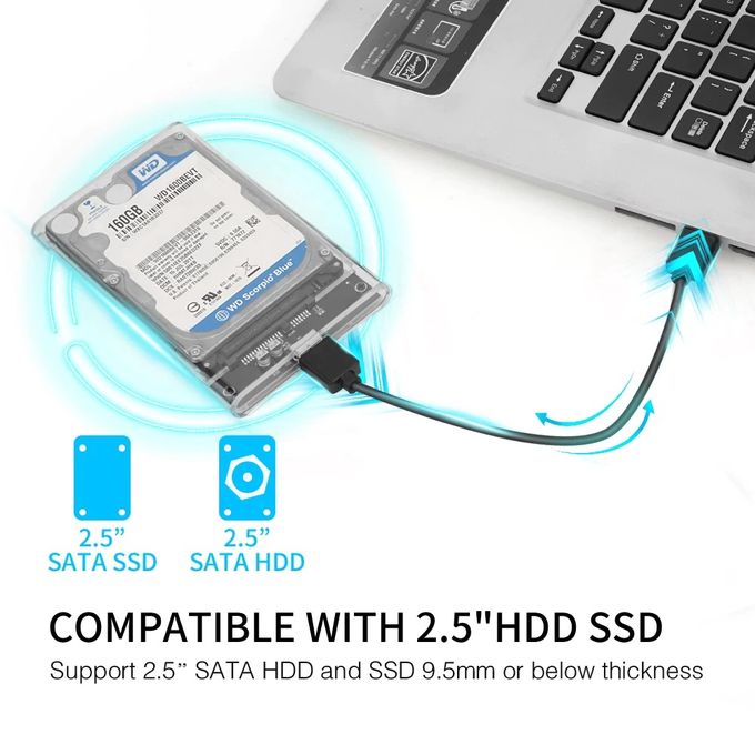 Boitier Externe 2.5 HDD USB 3.0 - Transparent