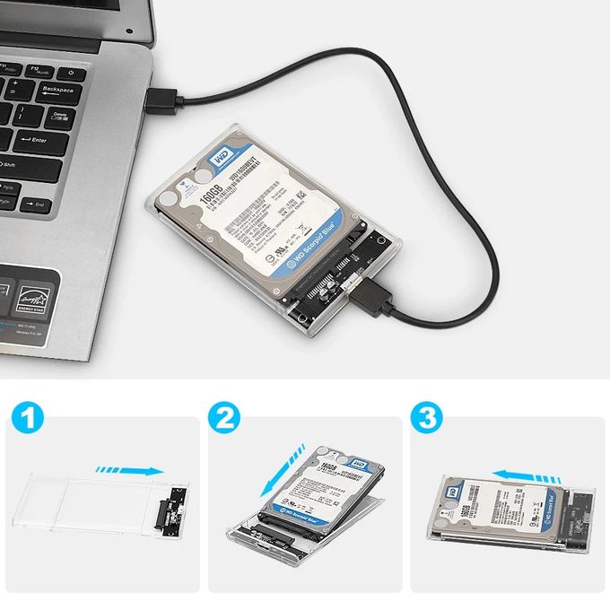 Rack Boîtier de disque dur externe HDD SSD SATA 2.5 pouces USB 3.0