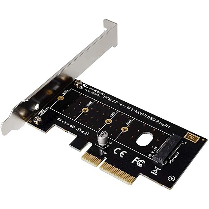 Adaptateur M.2 PCIe PCI E, convertisseur de connecteur de carte d'extension  PCI E vers M.2 pour disque dur M2 NGFF NVME, SSD M2 NGFF NVME (clé m) vers