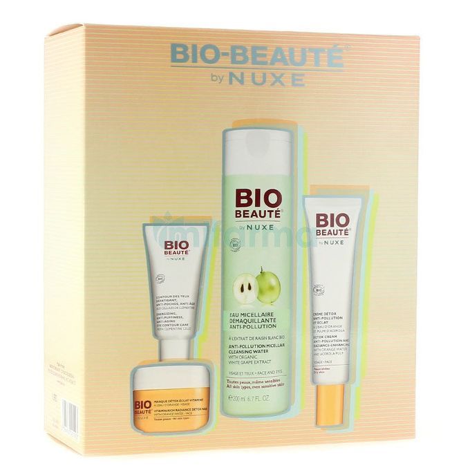  Nuxe Coffret bio beauté Eau Micellaire -Crème Detox-contour desYeux-Masque Detox