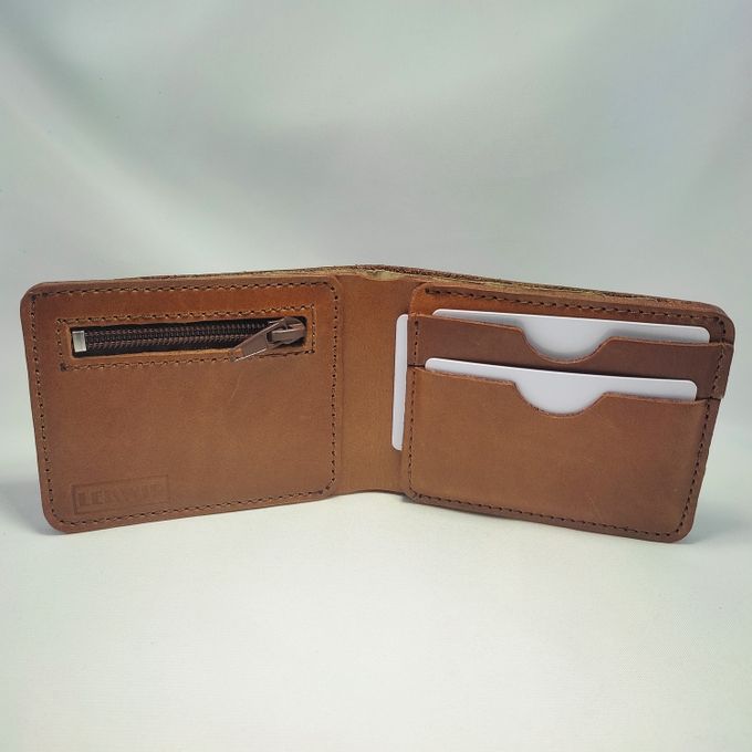  Portefeuille en cuir Bifold sens marron de la marque LEKWIR