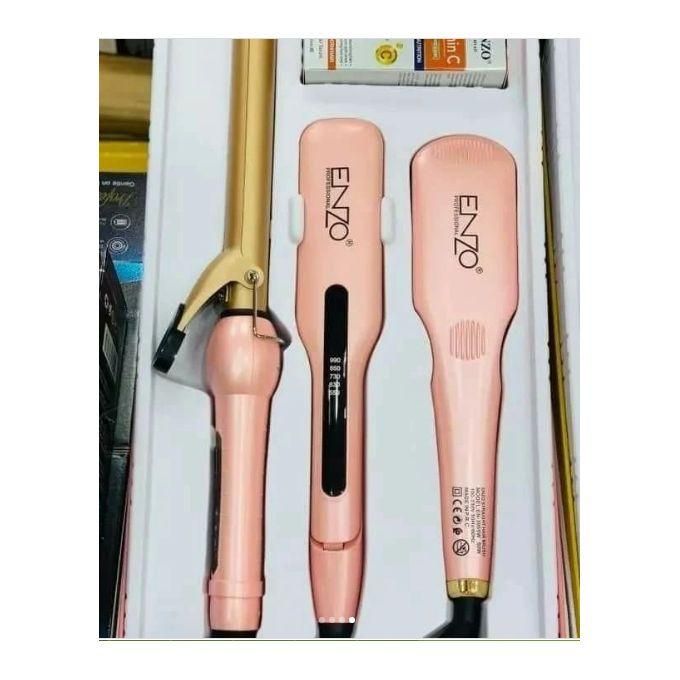  ENZO PROFESSIONAL Collection PROFESSIONAL 3 in 1 fers à lisser & boucleur & brosse chauffante pour Cheveux en-3955w + Vitamin C 