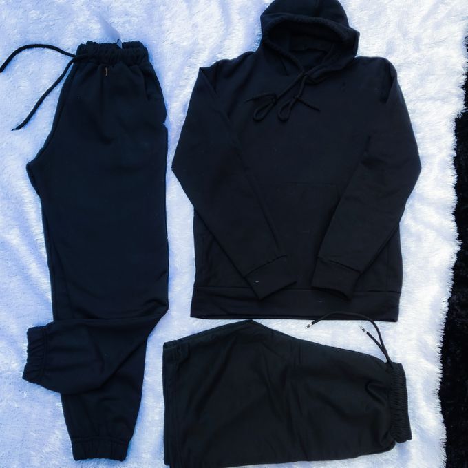  Pack 3 Pieces Sweat-Shirt A Capuche + Pantalon et short  Unisexe - Noir