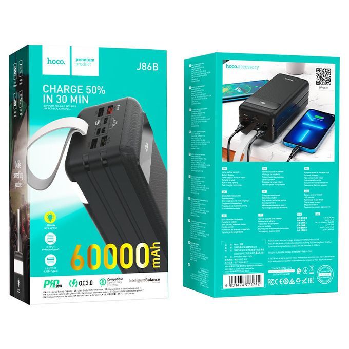  Hoco Power Power 60 000mah 22.5W Charge Rapide 3.0 & PD3.0