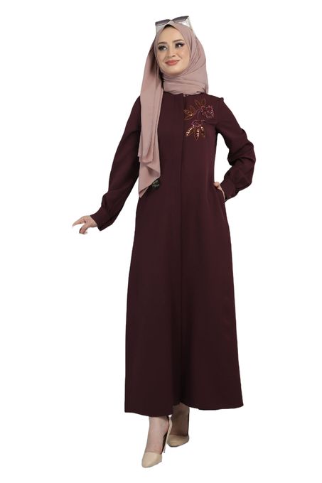  Abaya Hijab Brodé - Prune