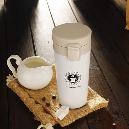 Mug Thermos A Café/Thé Froid Et Chaud Inox Isolé - Blanc Vanille