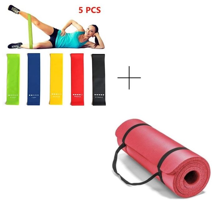  Pack Tapis De Yoga Épais 1.5Cm +05 Ceintures Élastique