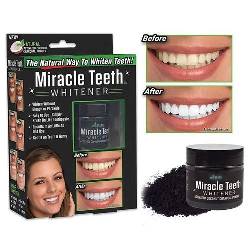  Miracle Teeth Blanchiment Des Dents Charbon Actif En Poudre Bio Et Naturel Dents Blanche