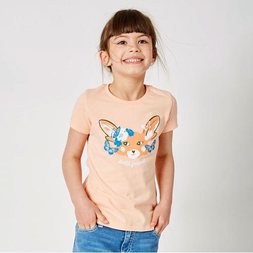  Petit Fennec T-shirt Fille "Girly" - Corail