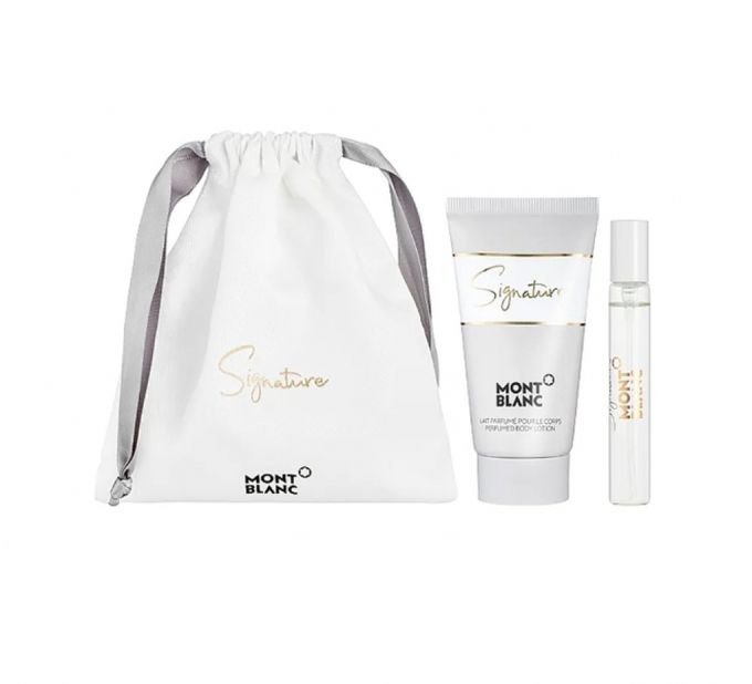  Mont Blanc Mini coffrets signature 7.5ml eau de parfum+ lotion corps 50ml +sacoche