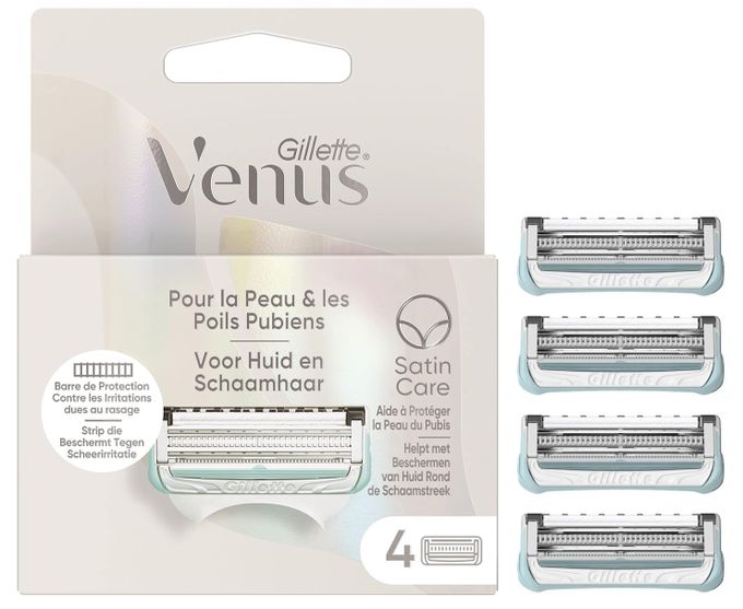  Gillette Pack De 4 Recharges Pour Rasoir Femme Venus - Poils Pubiens Satin Care