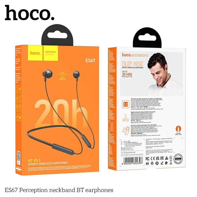  Hoco ES67 20h d'Autonomie - Ecouteurs Sans Fil Bluetooth 5.3 Magnétique