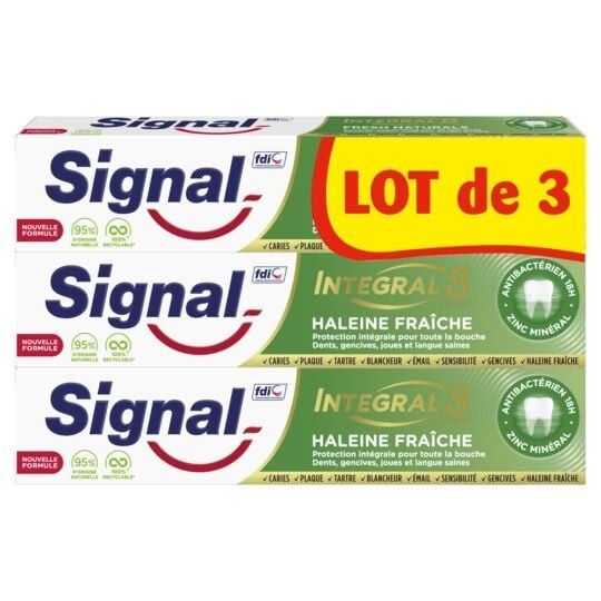  SIGNAL Intégral 8 Complet Lot de 3 Dentifrices Haleine Fraîche (3x75ml)