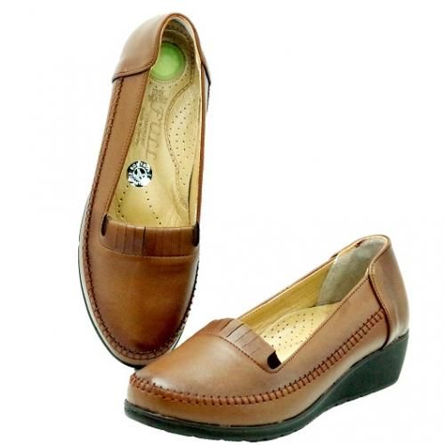  FULL Chaussures Mocassins Orthopédique  En Cuir Grande Pointures - Marron Clair