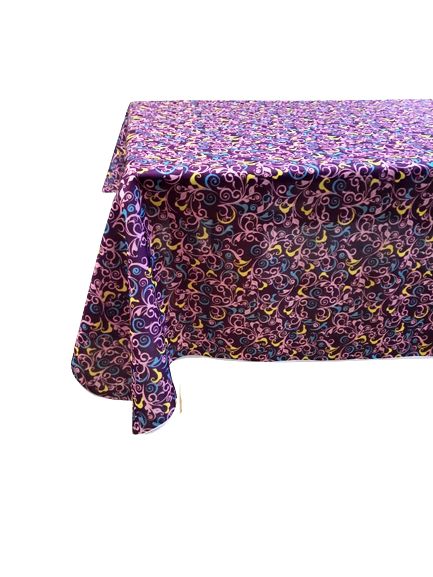  CASA-DJIJOU Nappe Antitache rectangulaire Couleur Violet -Multicolore.  Imprime -195 X 150 Cm