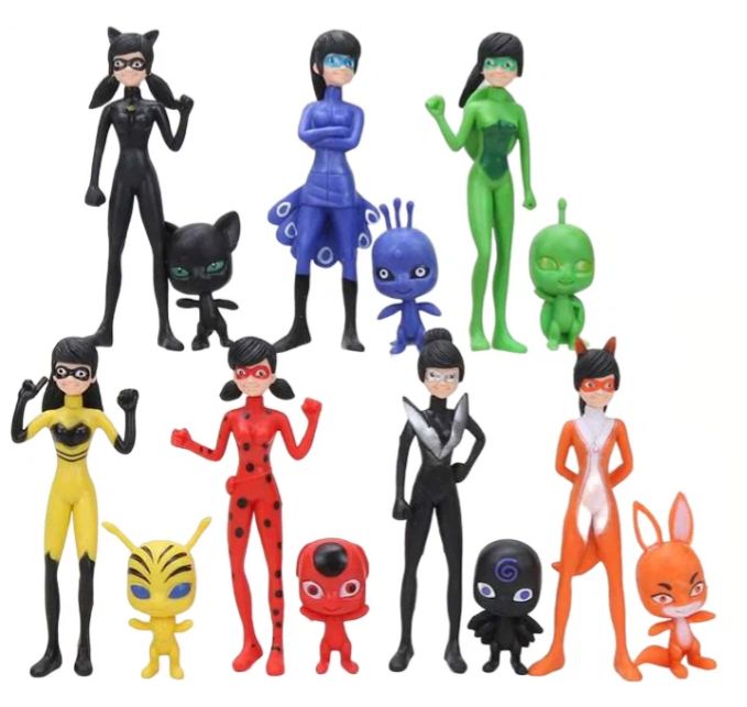  Générique Figurine miraculous les aventures de ladybug et chat noir 14 pièces de 12 cm