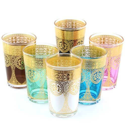  Ensemble de 12 Verres à Thé Marocains - multi couleur