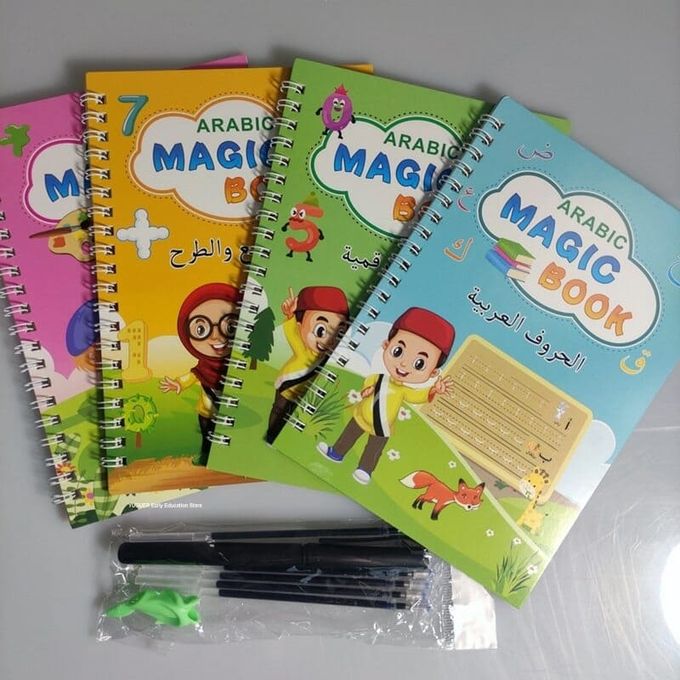  Paquet de 4 livres d'écriture réutilisables pour enfants, jouet de pratique de calligraphie Alphabet