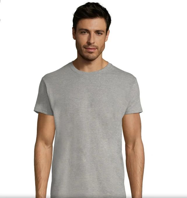  T-shirt Pour Homme - Col Rond - 100% Coton - Gris