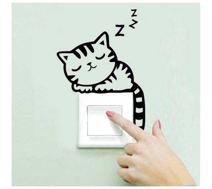  Deco 2 Autocollants Stickers pour interrupteurs et prises - Chat