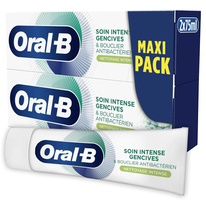  Oral B Dentifrice Soin Intense Gencives Bouclier Antibactérien Netoyage (Pack de 2x75 ml)