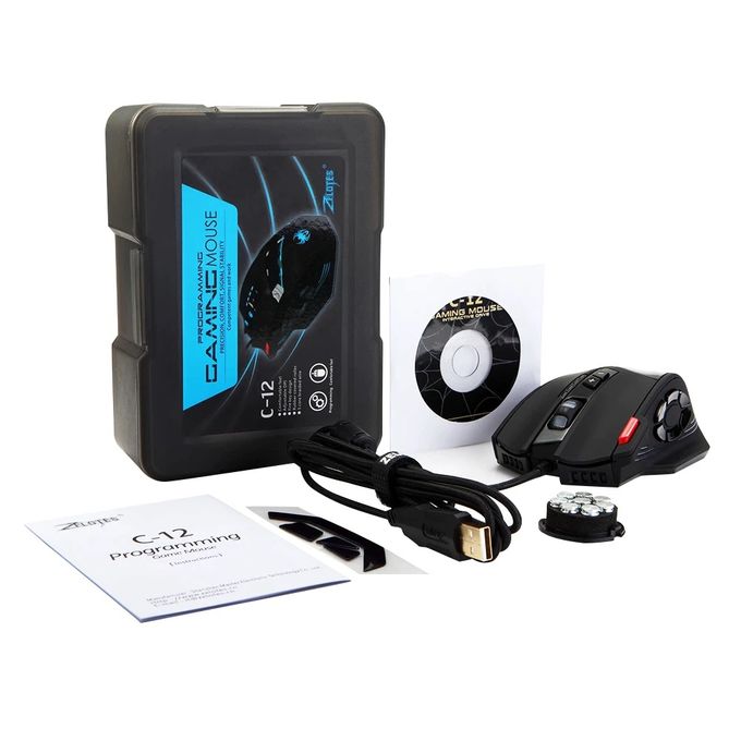  ZELOTES Souris Gaming USB 12 boutons programmables Zelotes C-12 4000DPI poids amovibles