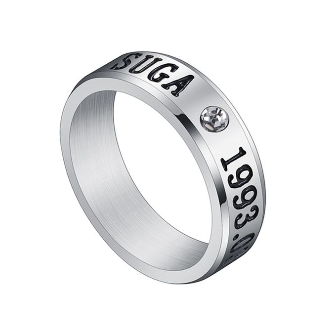  Bague "Suga" Avec Date d'Anniversaire - BTS - Acier Inoxydable