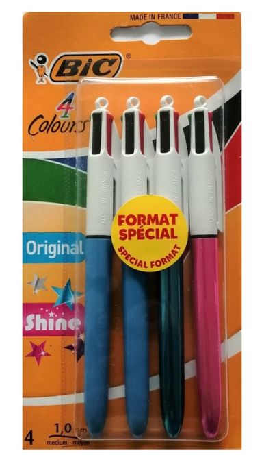  BIC Lot de 04 Stylo 04 Couleurs – Bleu, Vert, Rouge et Noir