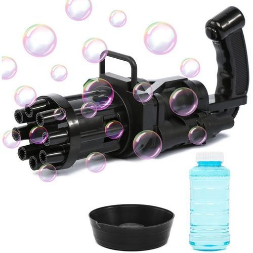  Pistolets A Bulles Electriques Pour Enfants En Plein Air A 8 Trous - Noir