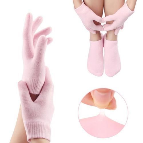  Pack Gants + Chaussettes En Gel Et Huiles Essentielles Réparatrice - Rose