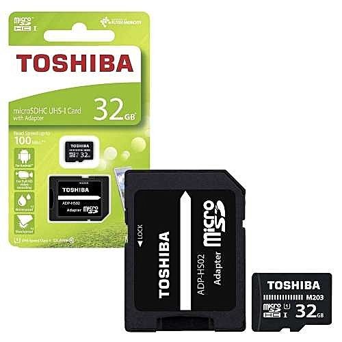 Toshiba MicroSDHC UHS-I Carte Avec Adaptateur 32GB Read Speed Up To 100MB/s ADP-HS02 M203