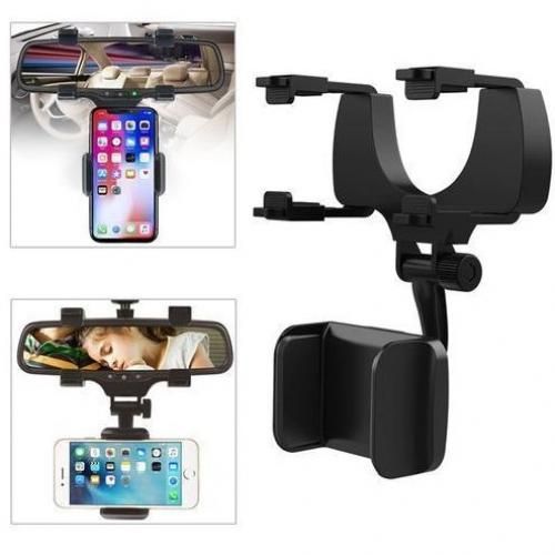  Support Téléphone Universel Pour Rétroviseur Voiture - Rotation 360° - Noir