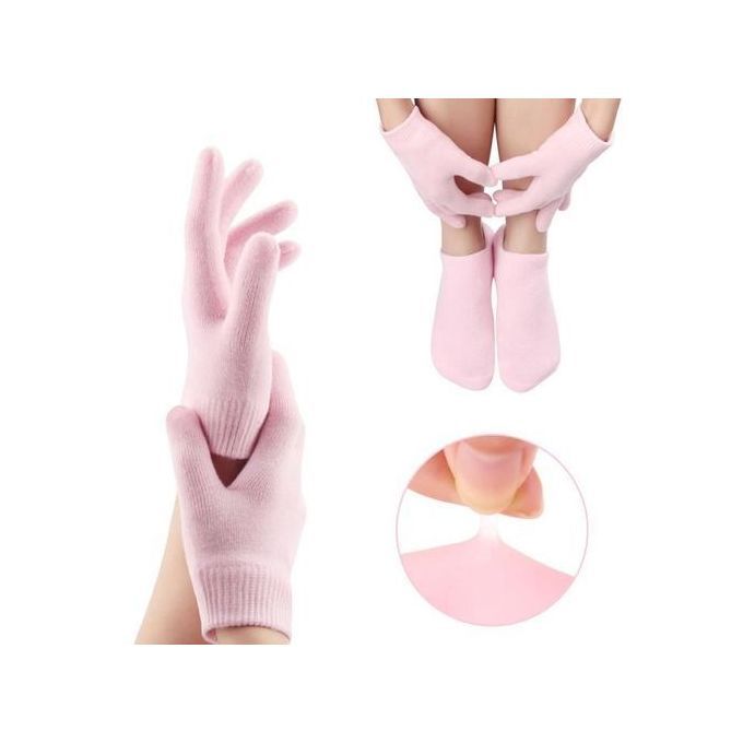  Pack Gants + Chaussettes En Gel Et Huiles Essentielles Réparatrice - Rose