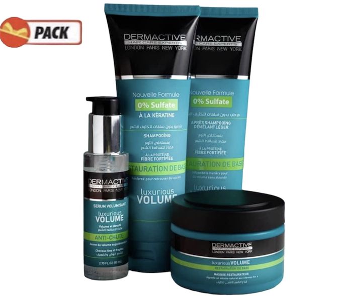  dermactive Pack Shampoing + Après + Masque + Sérum Anti Chute À L’Ail - Sans Sulfates - Luxurious Volume