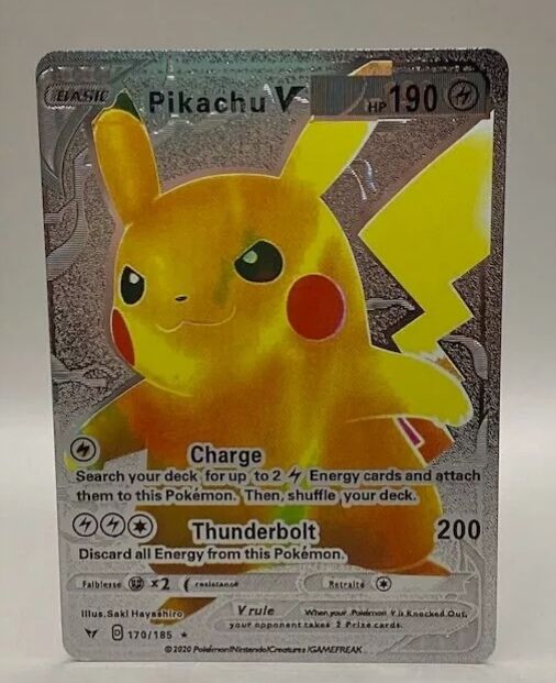  Pokemon carte pokémon ultra rare pikachu V 043/185 en métal argenté