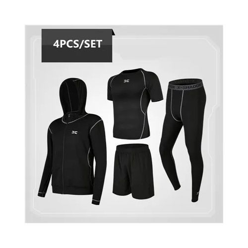  Ensemble 4 Compression Homme Tenue Sport Fitness Tee Shirt Compression Legging